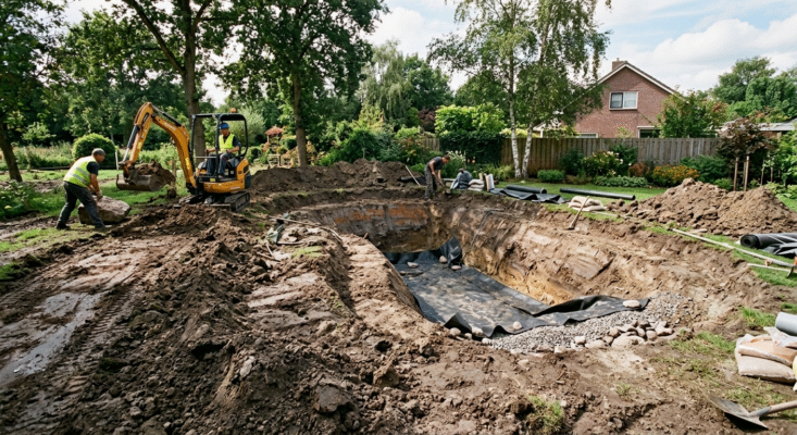 anleg nieuwe vijver